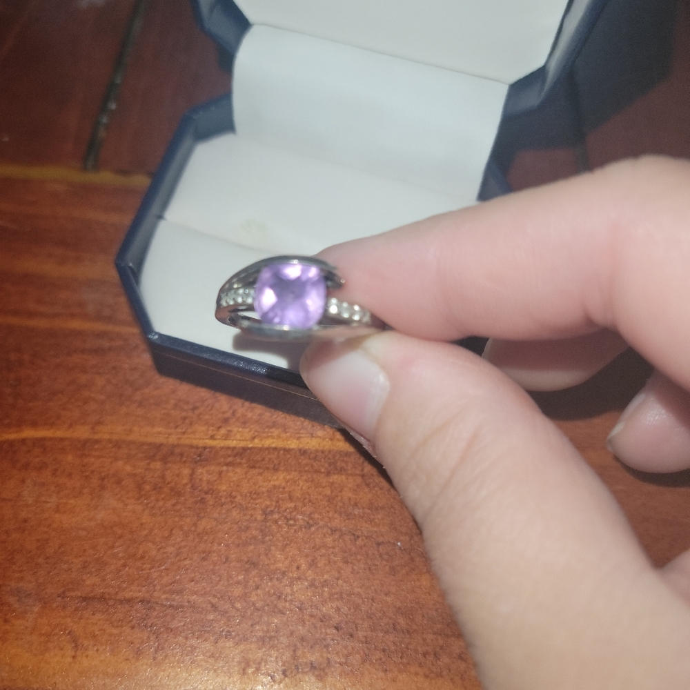 Amethyst and White Sapphire Ring